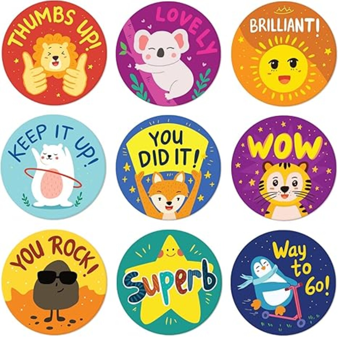 Sweetzer & Orange Reward Stickers for Kids – 1008ct Bulk Pack with 9 Exclusive Character Designs – 1-Inch Incentive Labels for Classroom Behavior Charts, Potty Training & Daily Chores